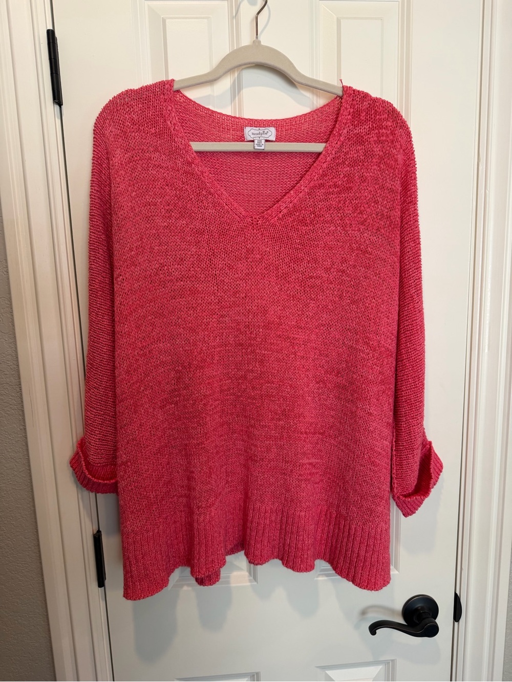 Mudpie V-Neck Knit Sweater - Pink